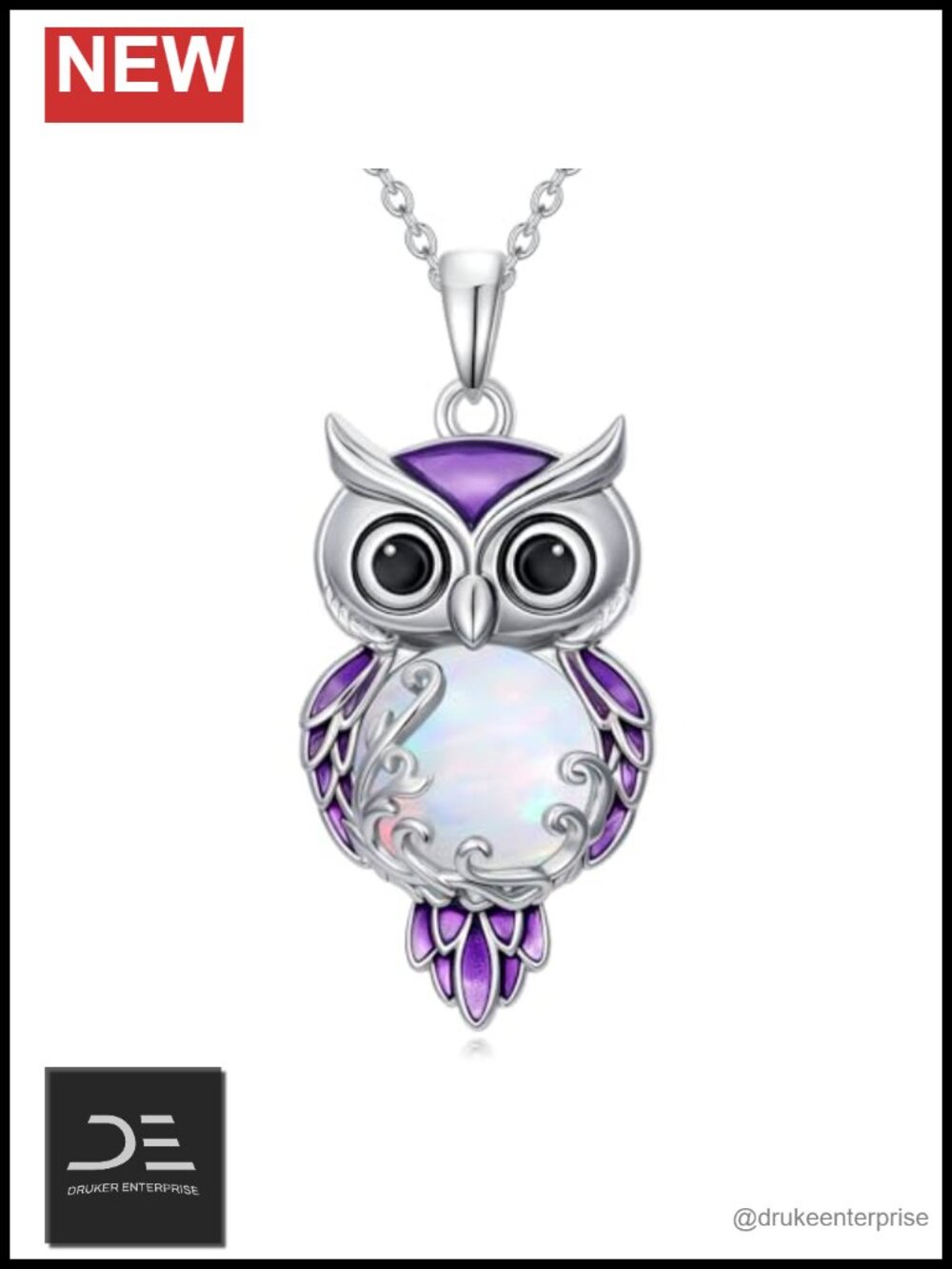 925 Sterling Silver Filigree Owl Necklace Women's Pendant Jewelry